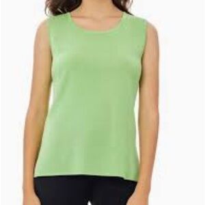 Misook Classic Knit Tank Top Scoop Neck Side Slit in Light Green - Size Medium